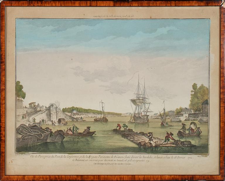 GRAFISKA BLAD, 3 st, handkolorerade, 1700/1800.