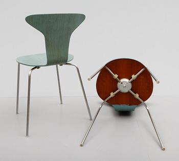 STOLAR, 4 st, modell 0963, "Hammarhaj", Arne Jacobsen för Fritz Hansen, 1900-talets mitt.