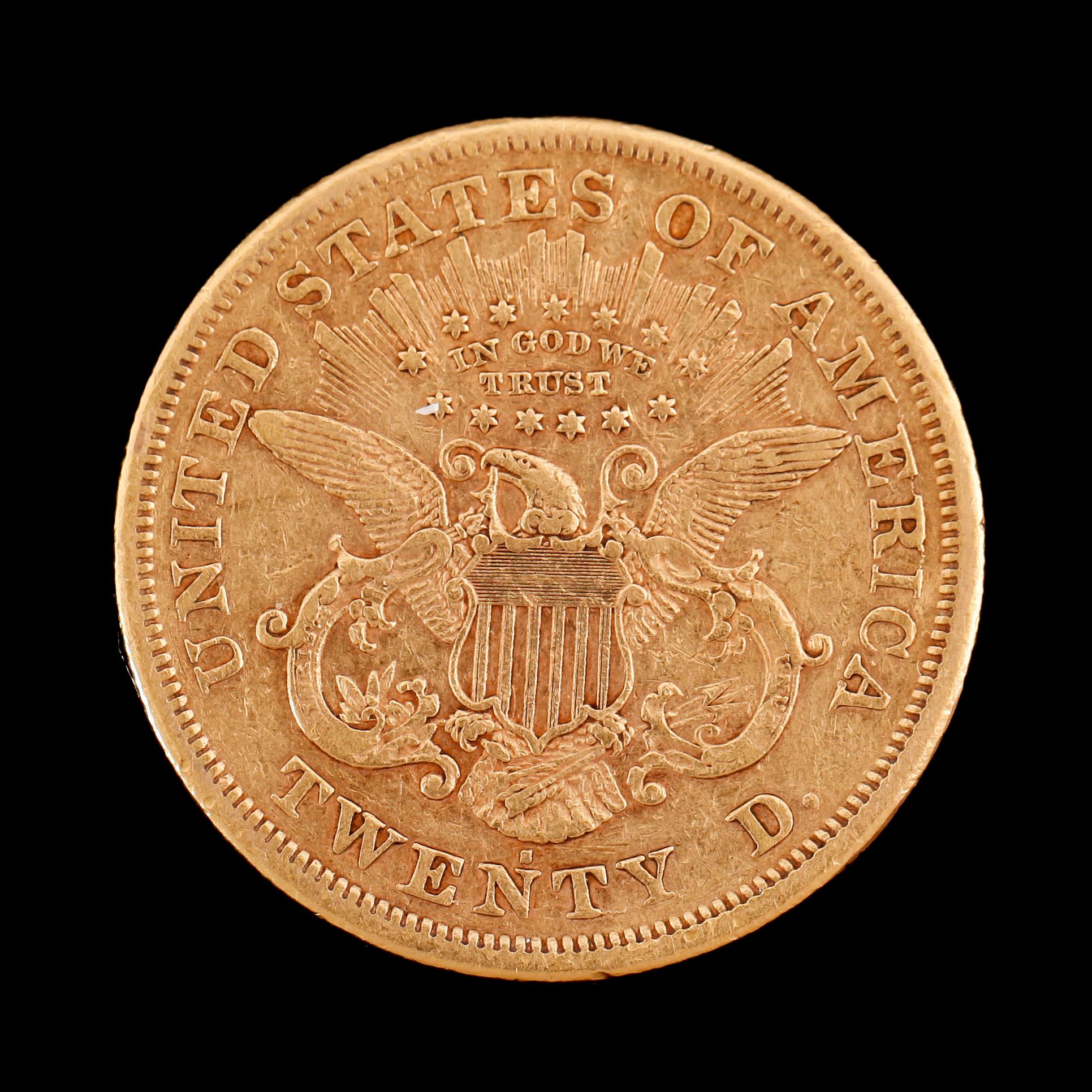 GULDMYNT, 20 dollar, Liberty Head, 1871. Vikt ca 33 gram.