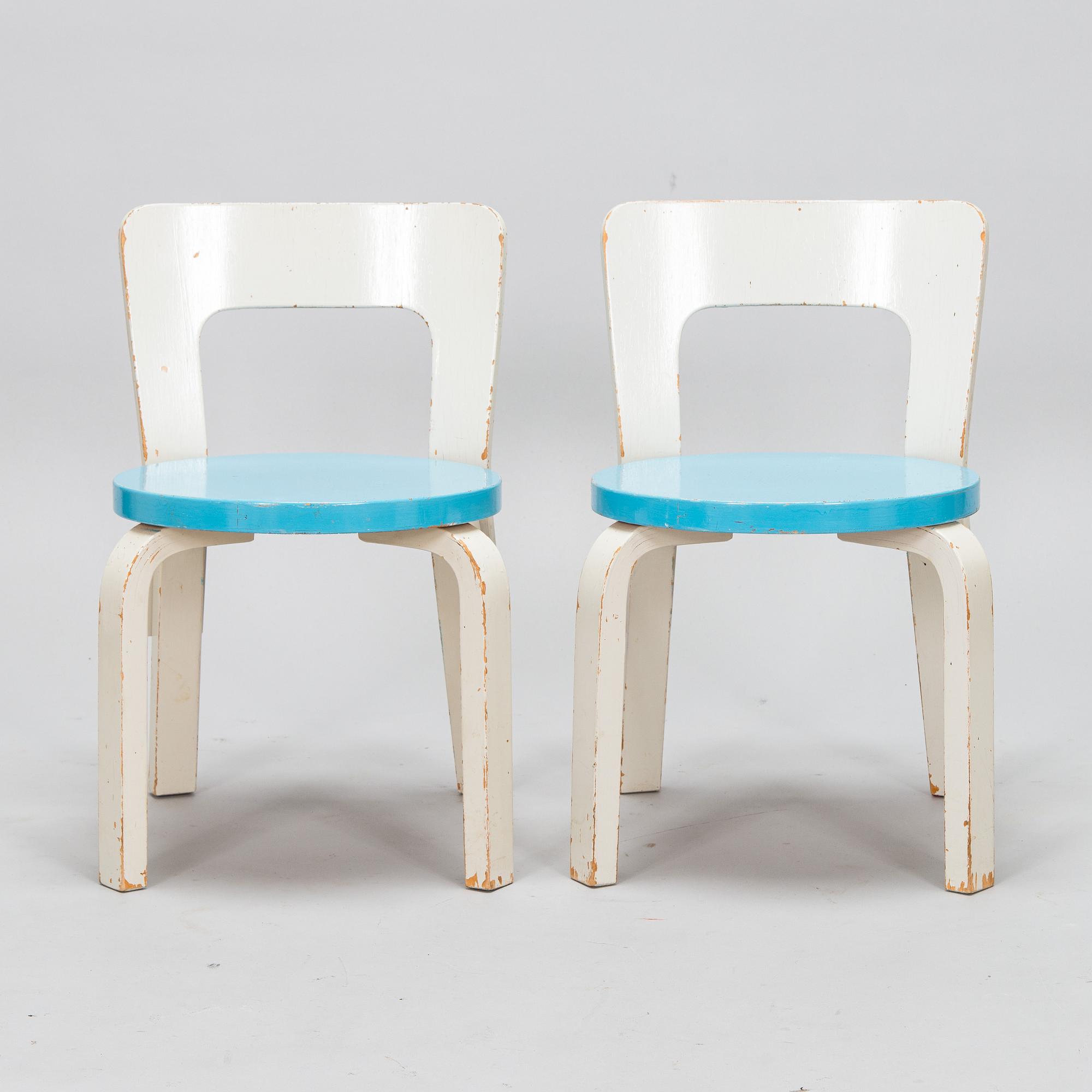 Alvar Aalto, barnstolar, 4 st, N65, Artek, 1960-tal.