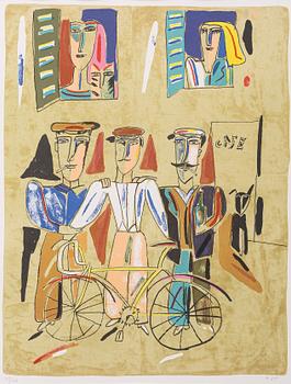 Madeleine Pyk, Figural scene with cyclists.