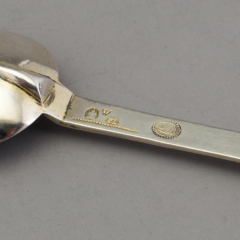 A SWEDISH SILVER SPOON, mark of Petter Lund, Nyköping 1709. Weight c. 49 g.