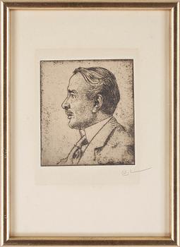 CARL LARSSON, "Erik Axel Karlfeldt" signerad i blyerts.