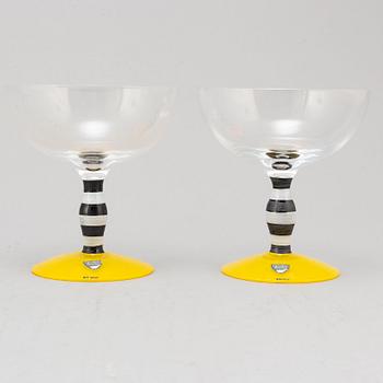 ANNE NILSSON, champagnekupor, 6 st, glas, "Polka", Orrefors, 1900-talets andra hälft.