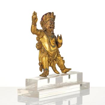 A Sinotibetan gilt bronze figure of Vajrapani, 20th century.