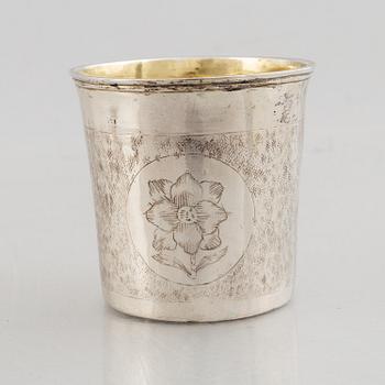 An 18th century parcel-gilt silver beaker, unidentified maker's mark IB, Northern Europe.