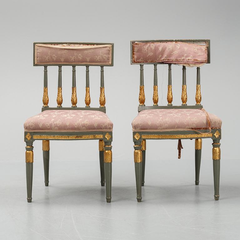 Stolar, 4 stycken (2+2), sengustavianska, tidigt 1800-tal.