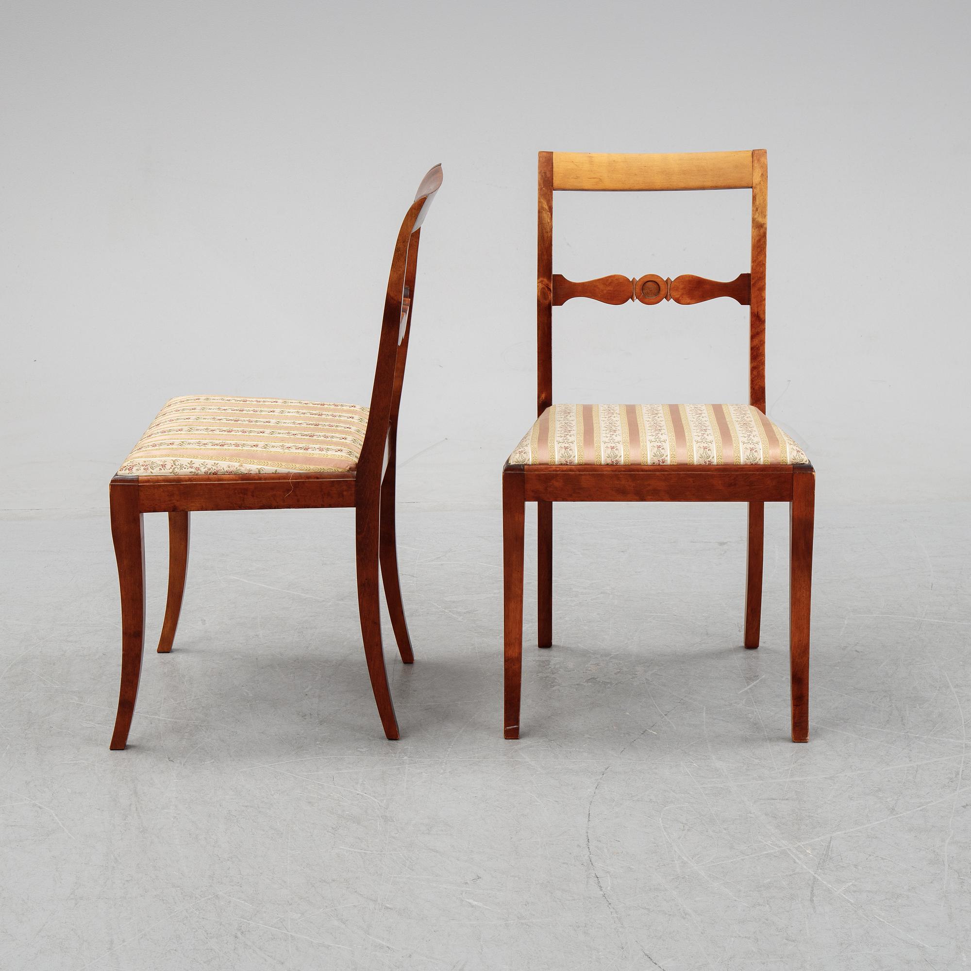 A set of eight stained birch chairs, mid 19th Century.