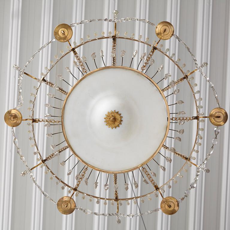 A late Gustavian around year 1800 6-light chandelier.