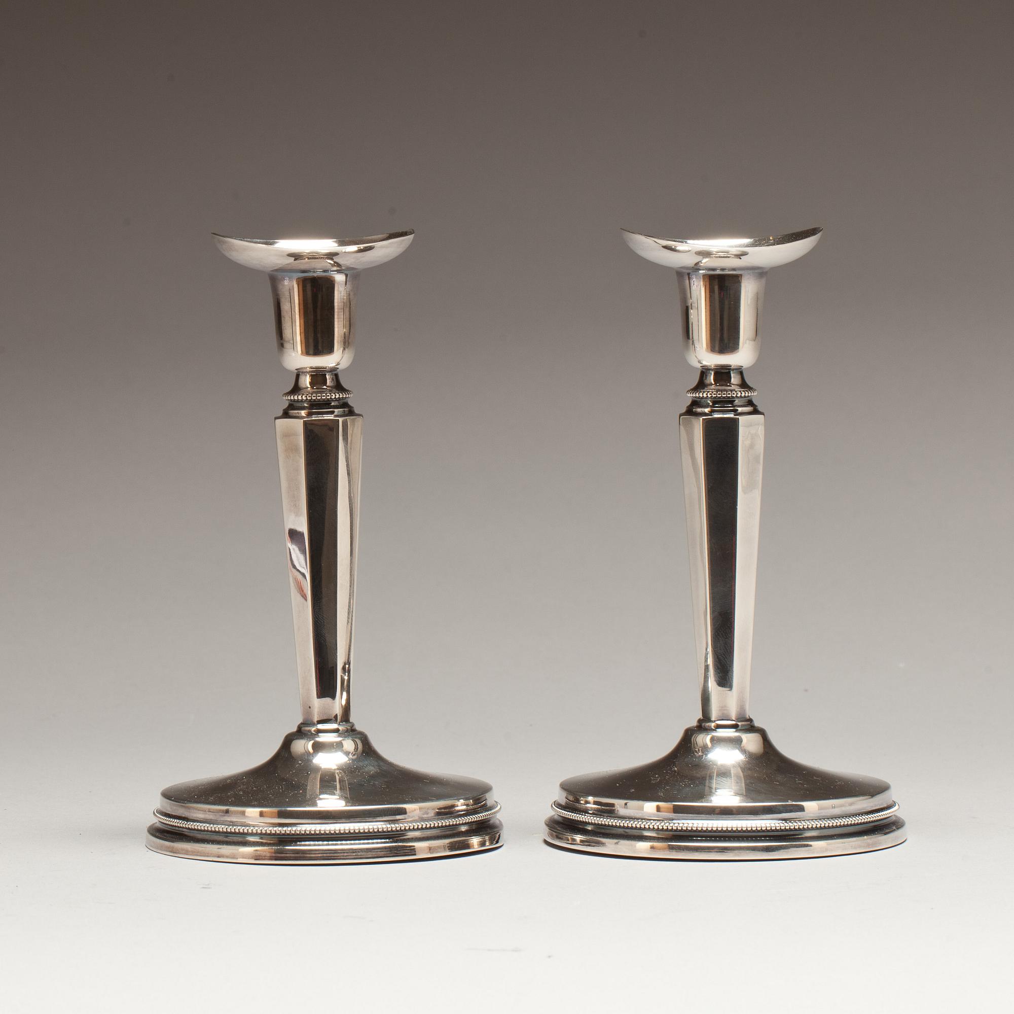 LJUSSTAKAR, 1 par, silver, MGAB, Uppsala 1959.