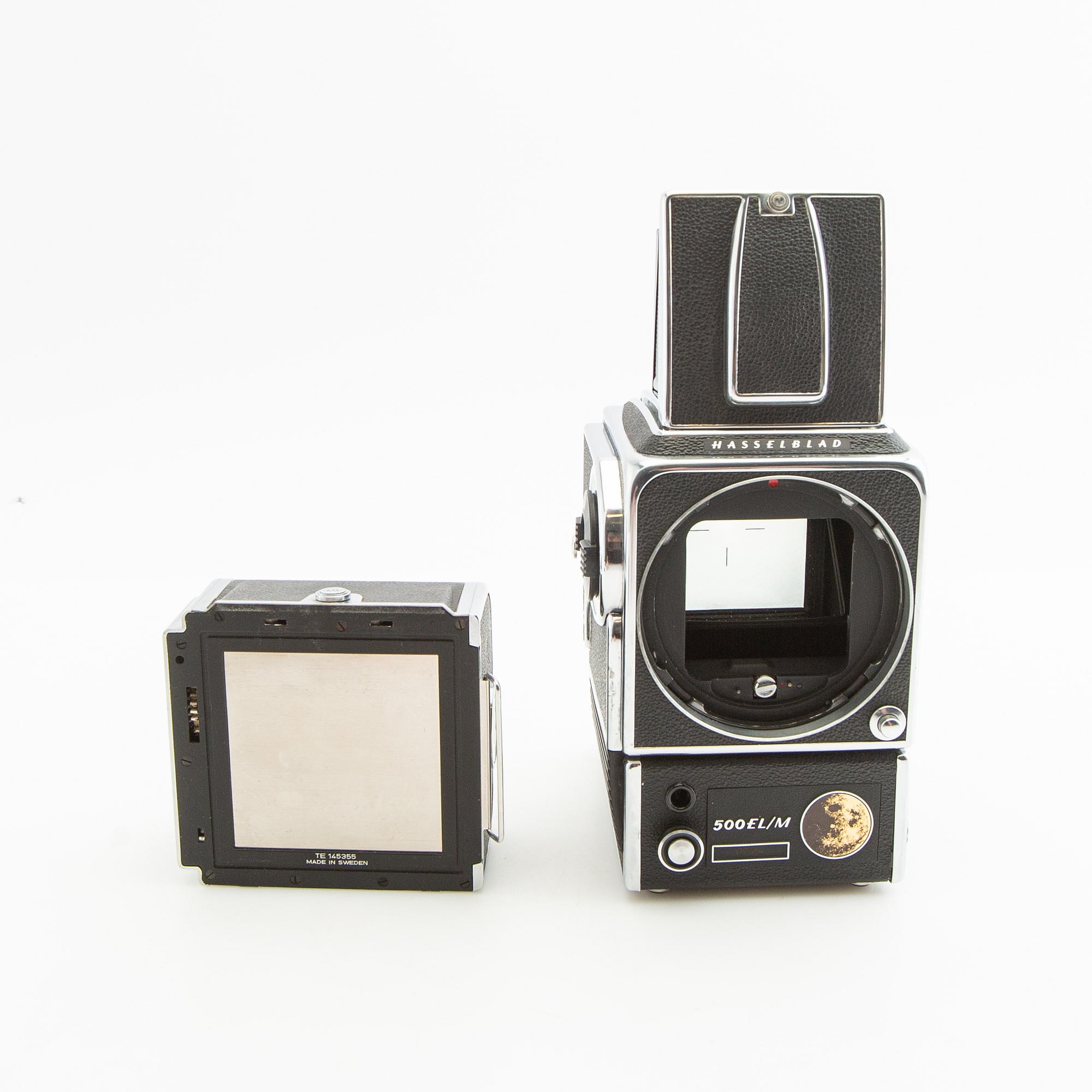 Kamera Hasselblad 500 EL/M kamerahus och objektiv.