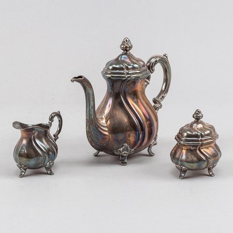 Kaffeservis, 3 delar, silver, rokokostil, Tyskland, 1900-tal.