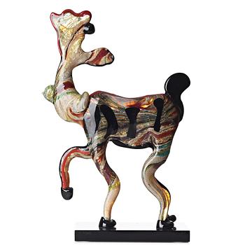 CLAUDE VENARD, a glass sculpture of a reindeer, Berengo Studio, Murano, Italy.