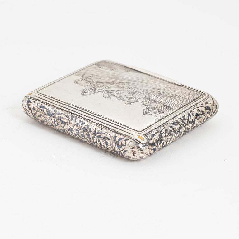 A Russian silver niello box, Moscow 1890.