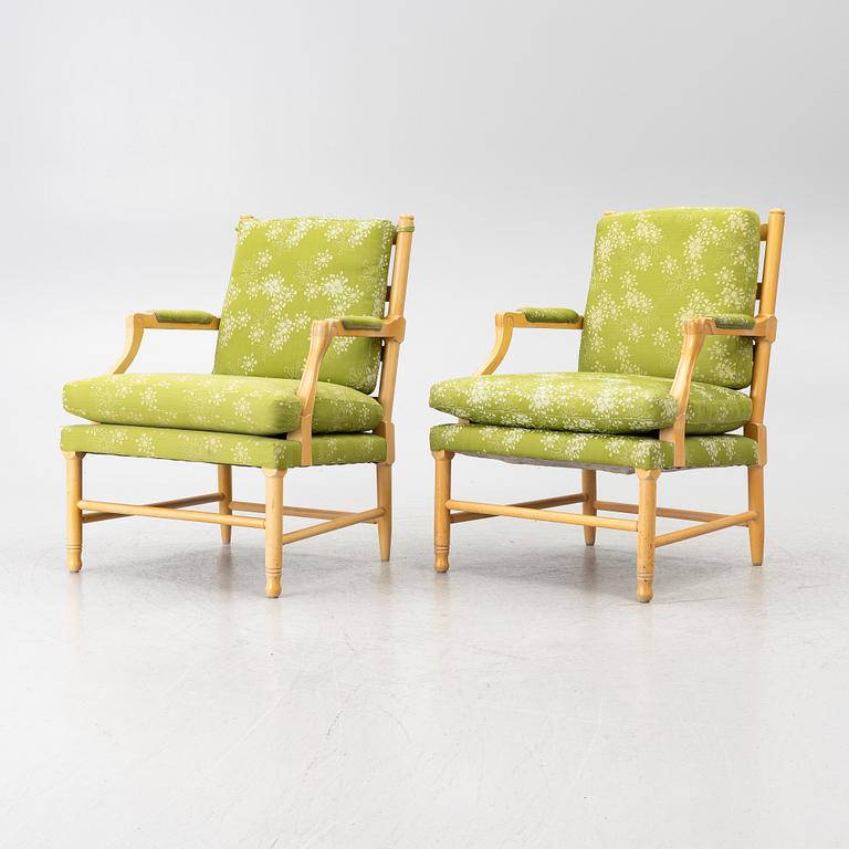 A pair of Gustavian style armchairs, tidigt 2000-tal.