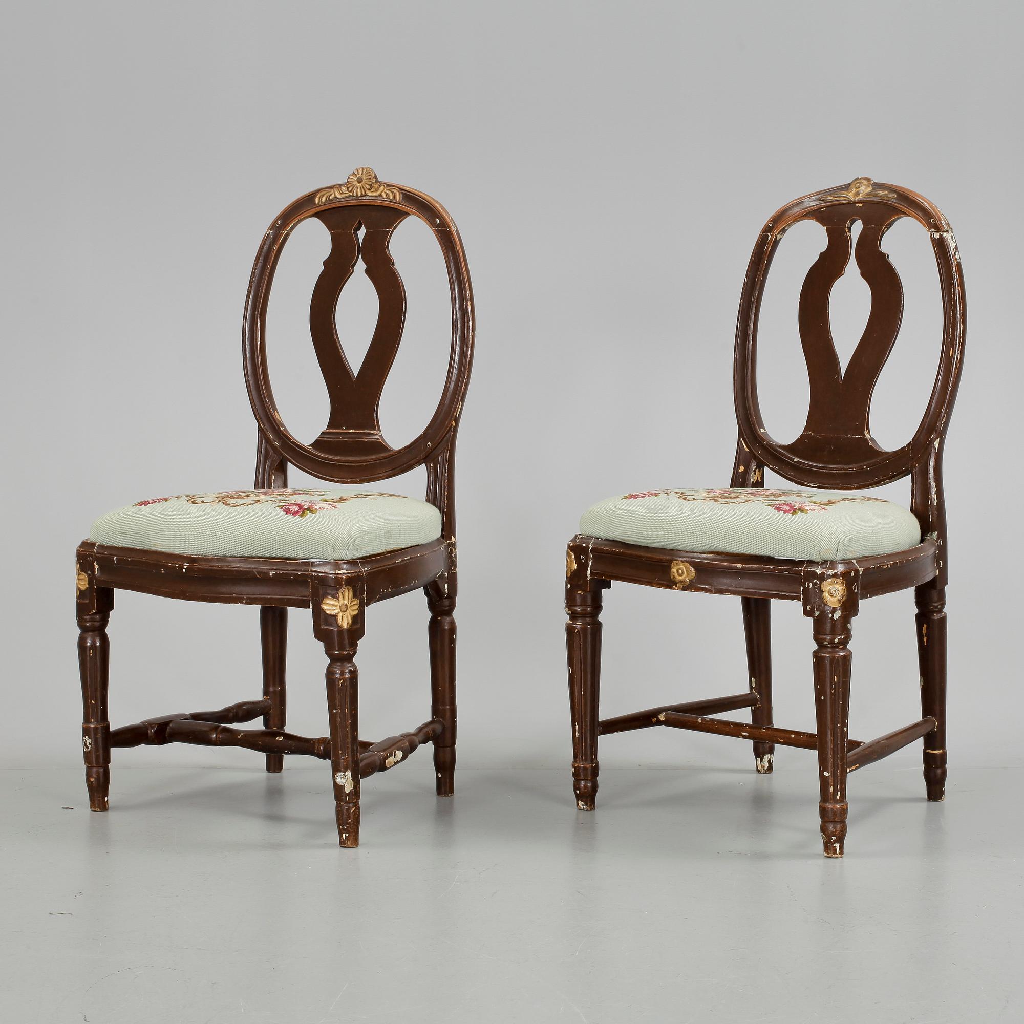 STOLAR, 2 st, gustavianska, 1700/1800-tal.