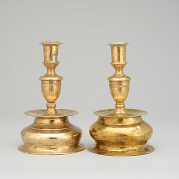 Two matched Baroque 17th century candlesticks.