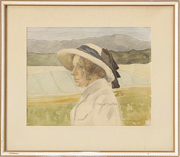 Maja Fjaestad, Portrait of Maja Hallén, née Lindström (the artist's sister).