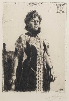 Anders Zorn, a signed etching from 1909.