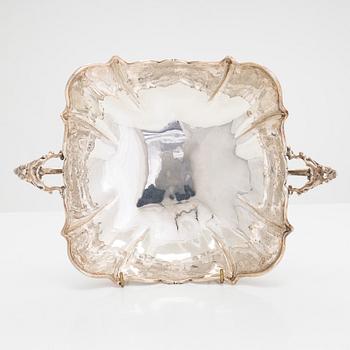 A silver centre-piece bowl and a pair of dishes, 1960s.