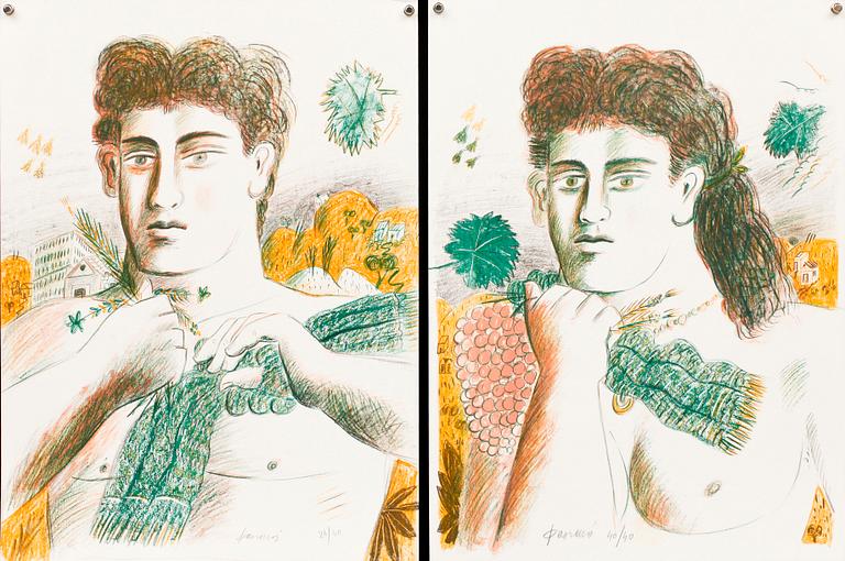 ALEXANDRE FASSIANOS, färglitografier, 2 st, sign och numr 40/40 resp 26/40.