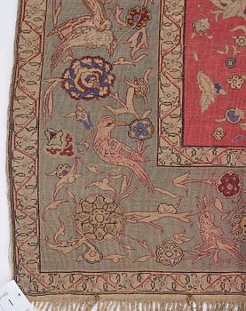 A rug, antique, silk with metal brocade, Istanbul, so called 'Koum Kapi', Ottoman empire,  ca 181,5 x 127,5 cm.