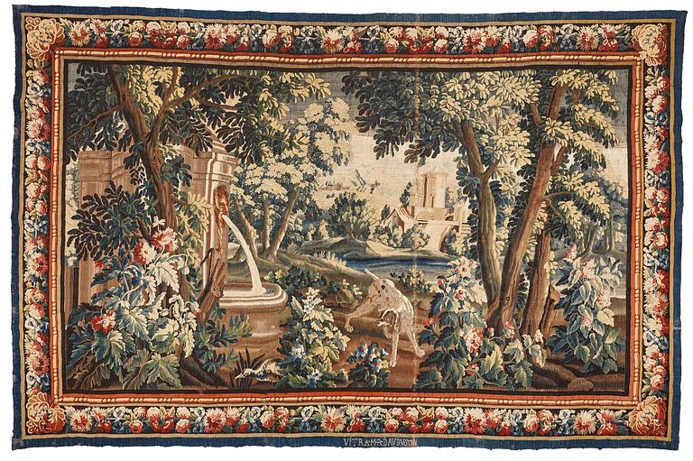 A tapestry, "Verdure", tapestry weave, ca 280,5-290 x 432,5-436 cm, signerad ViTRA.M.R.D'AVBVSON.