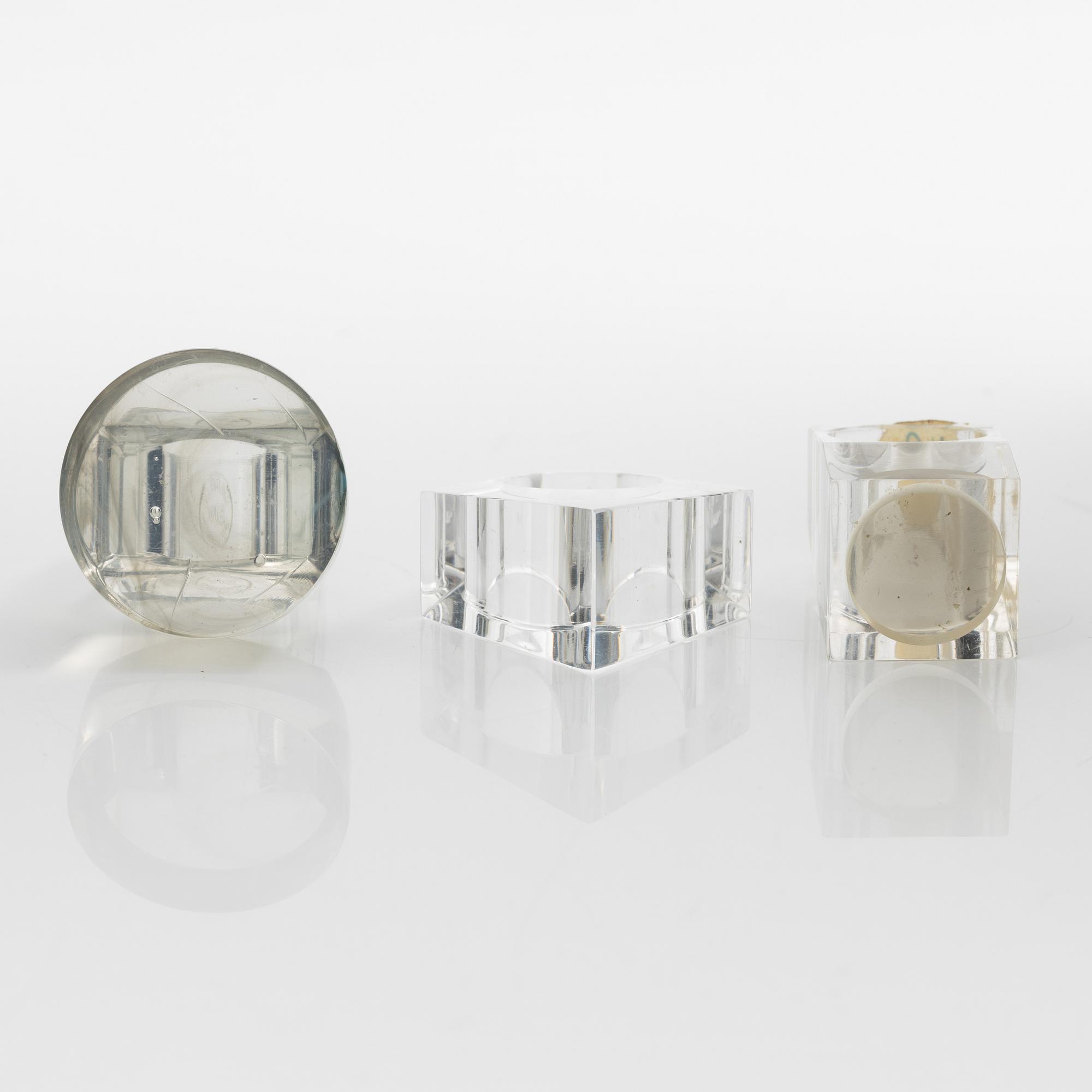 Siv Lagerström, three acrylic rings, 1970s.