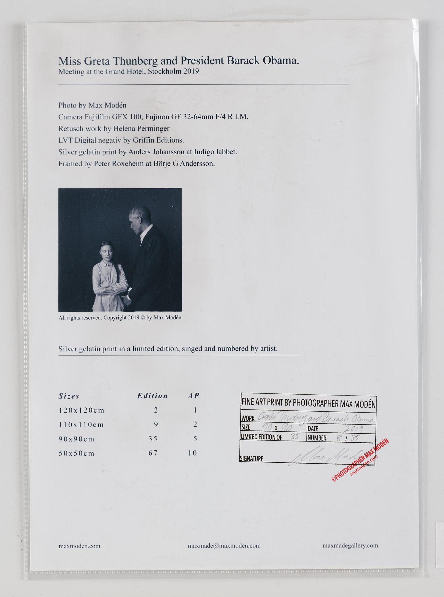Max Modén, "Greta Thunberg and Barack Obama at the Grand Hotel", 2019.