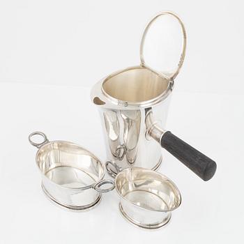 Kaffeservis, 3 delar, silver, Guldsmedsaktiebolaget GAB, Stockholm 1949.