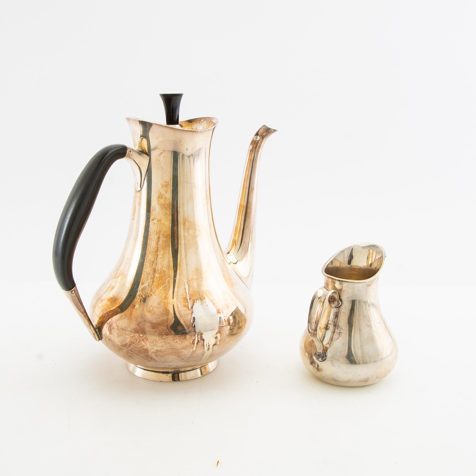 Hans Bunde kaffeservis 2 dlr silver Cohr Danmark 1956.