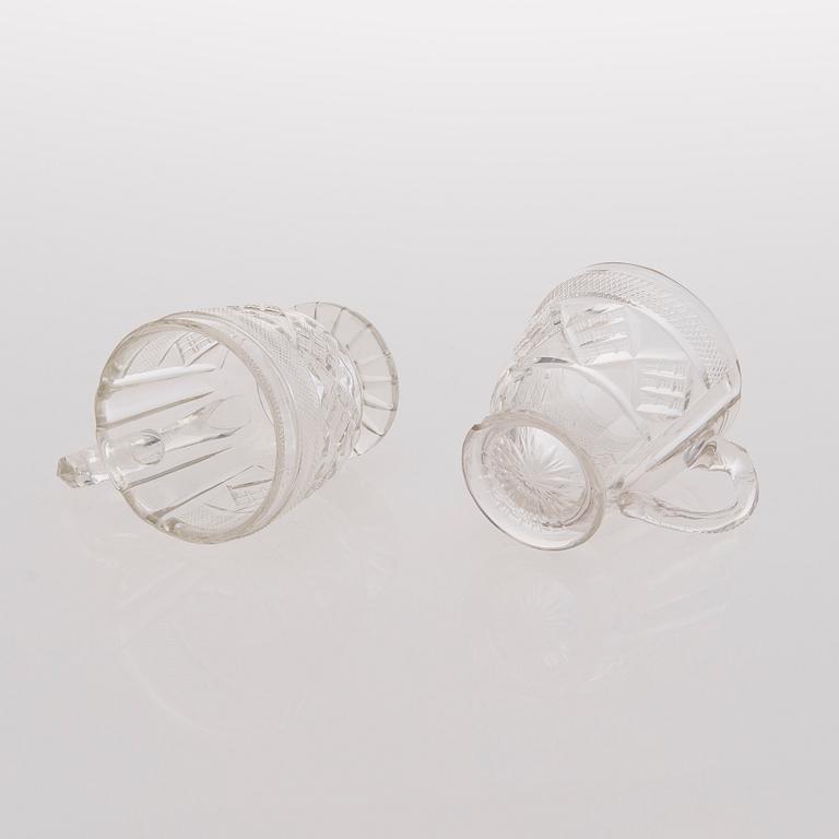 21 Russian glass punch mugs, the late 19th century.