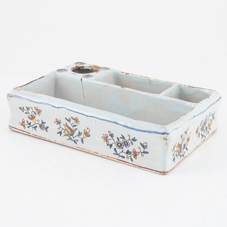 A French faience desk set, 18th Century.