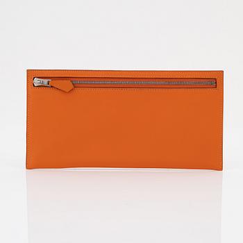 Hermès, A orange Veau Gulliver 'Divers (agendas) Trousse Zipp' pencil case, 2003.