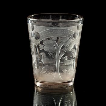 BÄGARE, glas. Tyskland, 1700-tal.