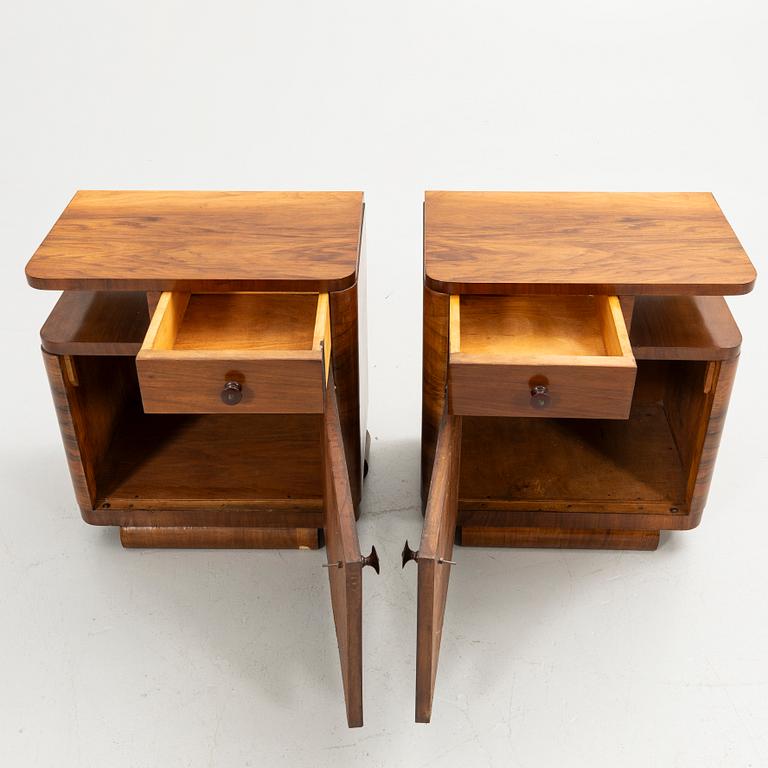 Bedside tables, a pair, first half of the 20th century.