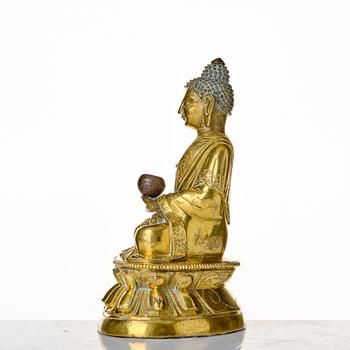 Buddha, brons. Tibetokinesisk, 1700-tal.