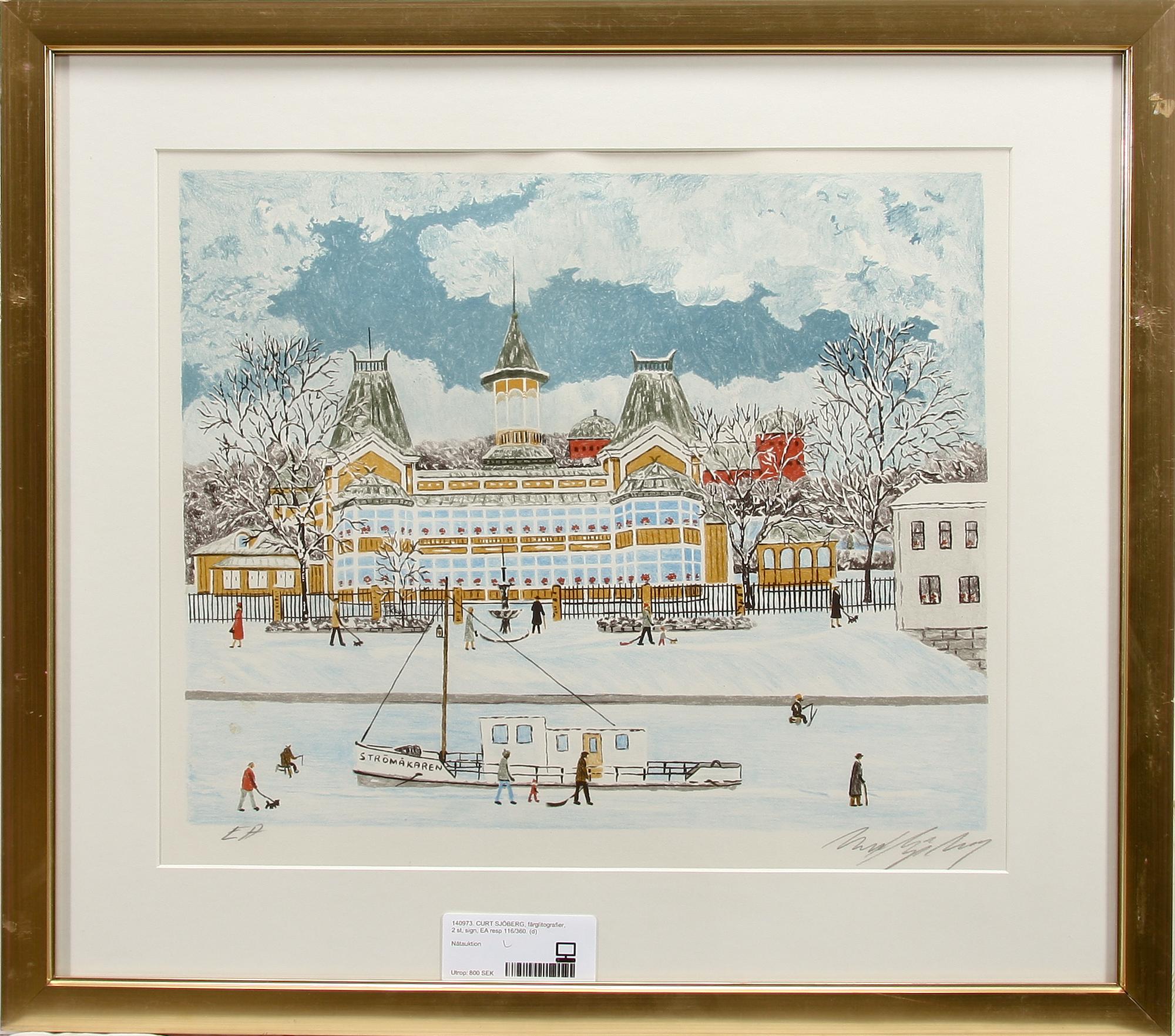 CURT SJÖBERG, färglitografier, 2 st, sign, EA resp 116/360.