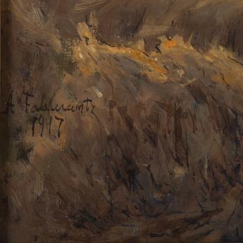 Axel Fahlcrantz, "Hay harvest, evening light, the rain subsides".