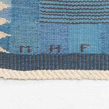 Ingrid Dessau, a carpet, "Blå rutor", flat weave, ca 413,5 x 289 cm, signed MHF ID.