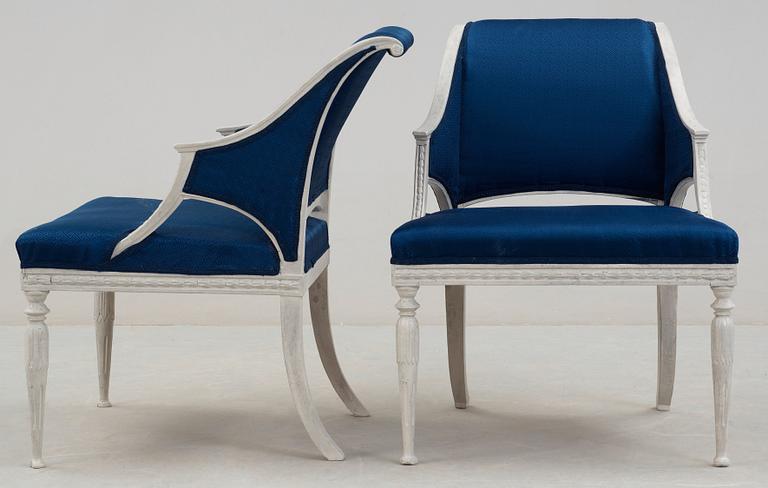 A pair of late Gustavian circa 1800 armchairs by E. Ståhl.