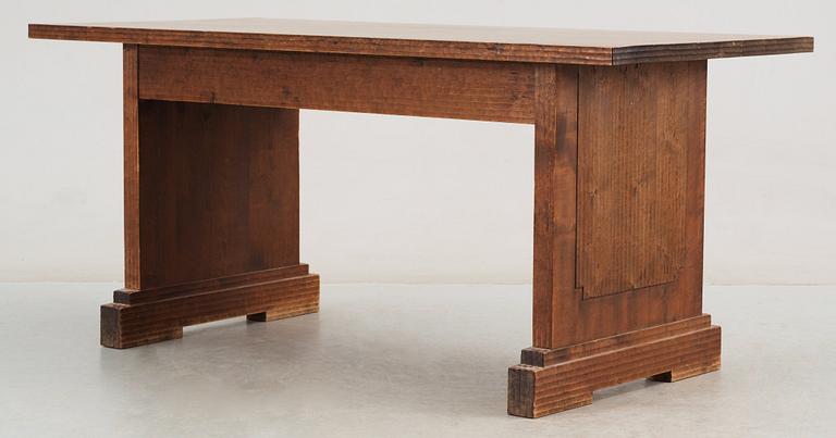 A stained birch desk/library table, possibly by Axel Einar Hjorth, Sweden 1930-40's.