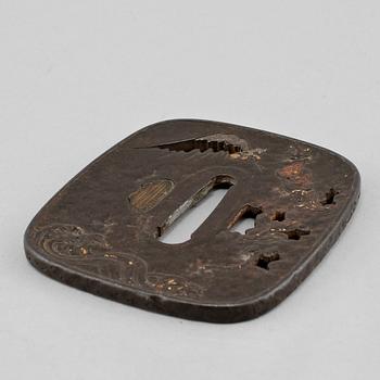 TSUBA, järn, Japan, tidigt 1900-tal.