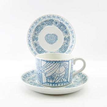Stig Lindberg, tea cups 8 pcs "Boro" Gustavsberg stoneware 1960s.