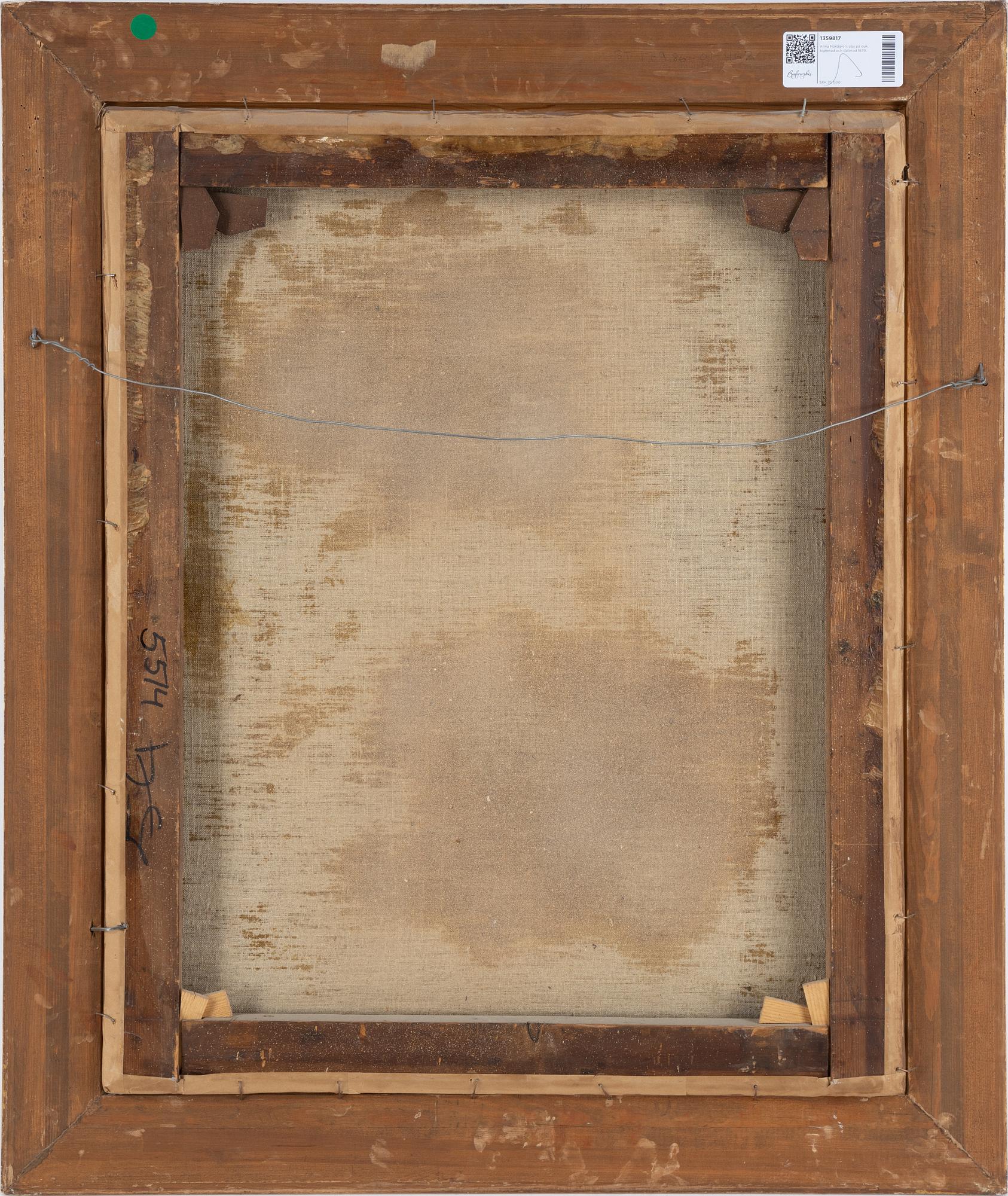 Anna Nordgren, oil on canvas, signed and dated 1879.