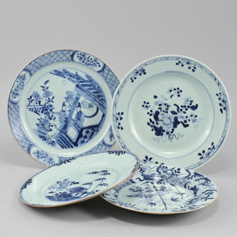 TALLRIKAR, 4 st, porslin, Kina, 1700/1800-tal.