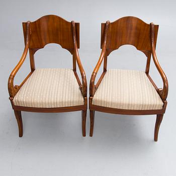 A PAIR OF RUSSIAN ARMCHAIRS, empire early 19th century.