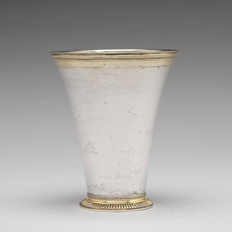 A Swedish 18th century parcel-gilt silver beaker, mark of Peter Gadd, Kristianstad 1776.