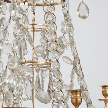 A Gustavian four-light chandelier, by O Westerberg (Stockholm circa 1769-1811), late 18th century.