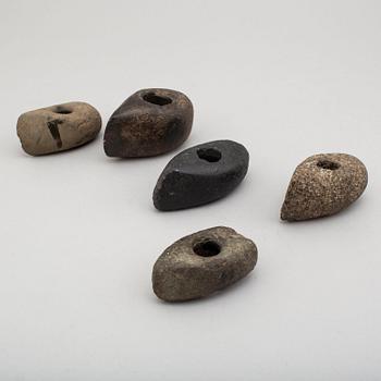 Five late neolithic stone axes.